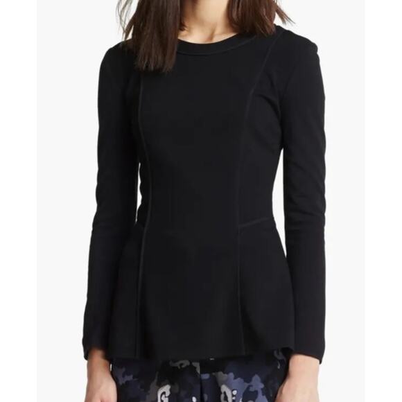 3.1 Phillip Lim Black Ponte Knit Peplum Long Sleeve Top Size 8 - Picture 10 of 10